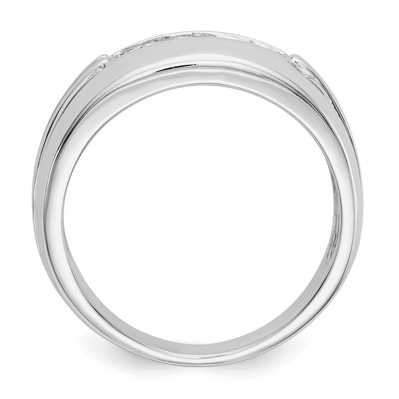 14K White Gold Diamond 5 Stone Mens Ring