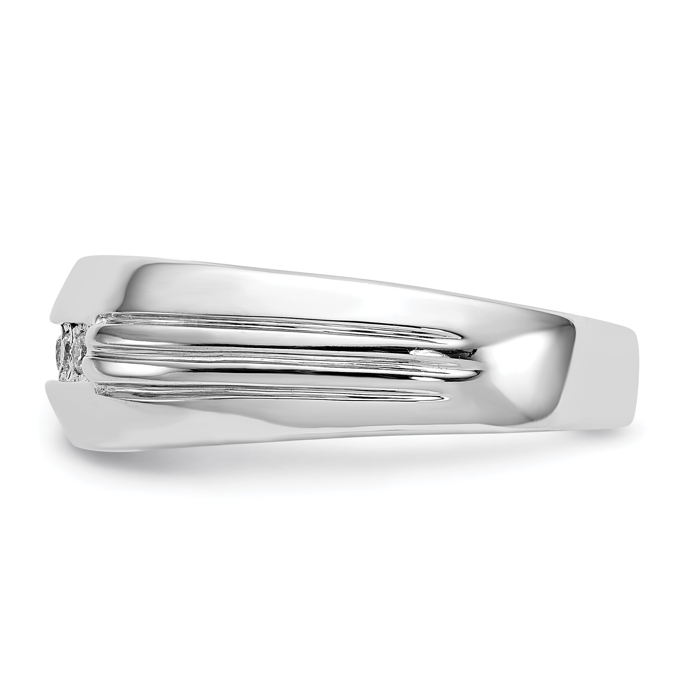 14K White Gold Diamond 5 Stone Mens Ring
