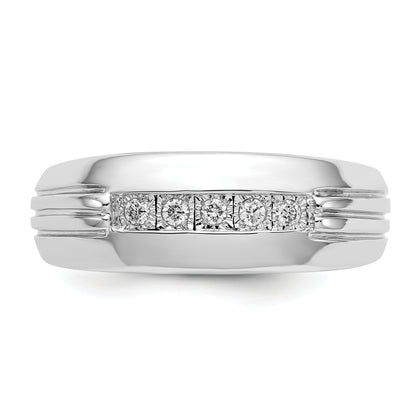 14K White Gold Diamond 5 Stone Mens Ring