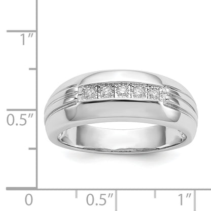 14K White Gold Diamond 5 Stone Mens Ring