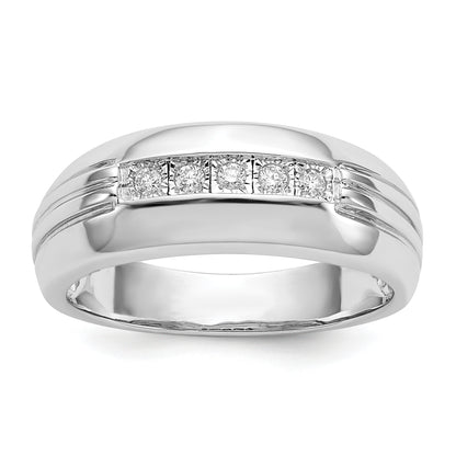 14K White Gold Diamond 5 Stone Mens Ring