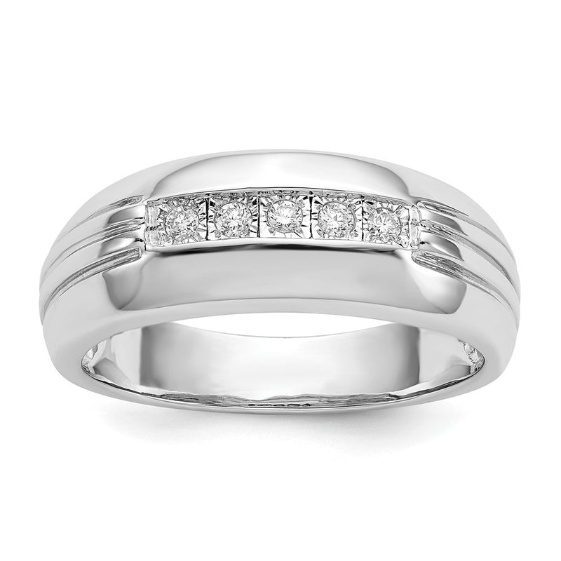 14K White Gold Diamond 5 Stone Mens Ring