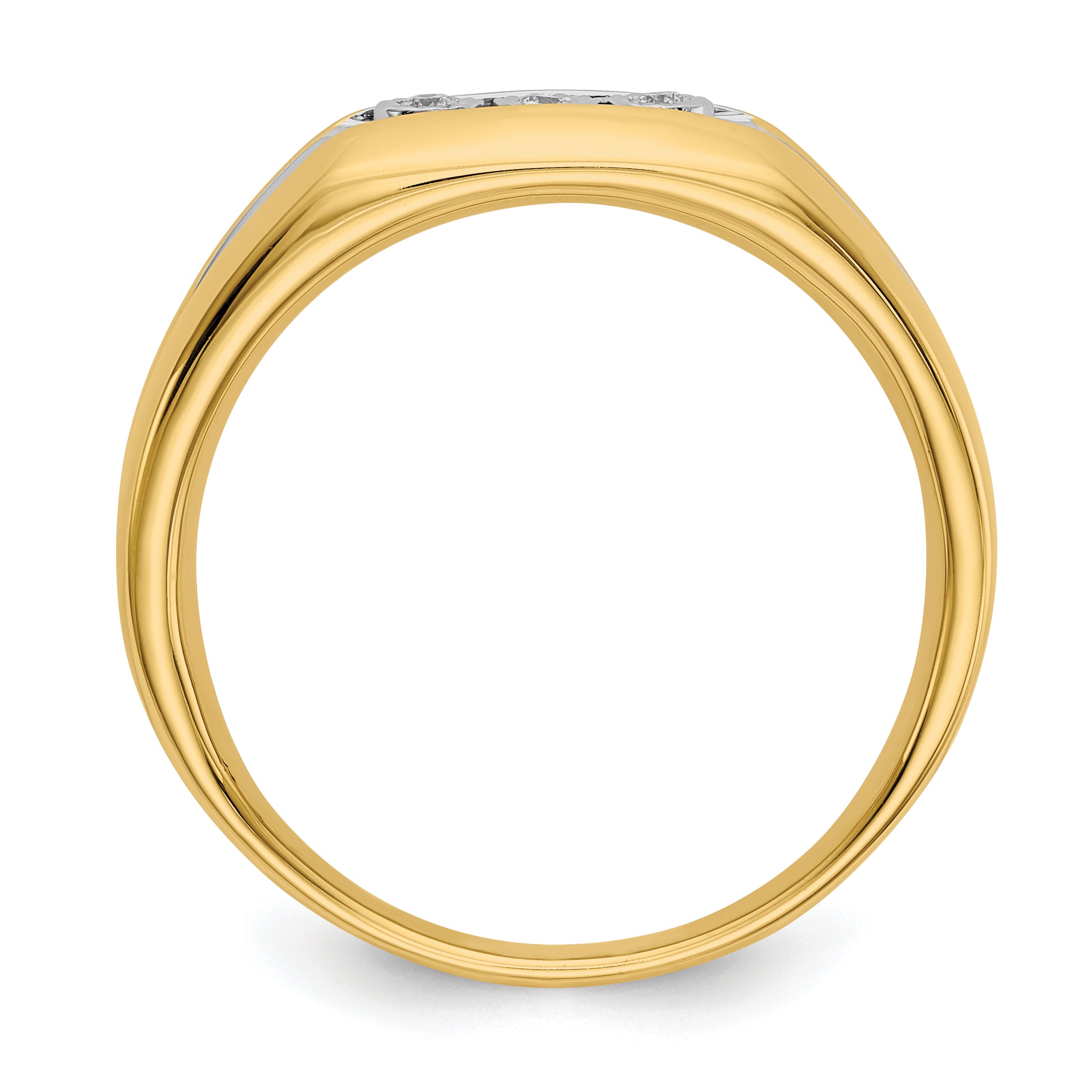 14K Yellow & Rhodium With Diamond Mens Ring
