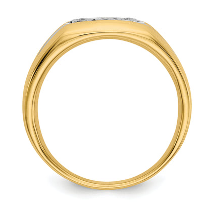 14K Yellow & Rhodium With Diamond Mens Ring