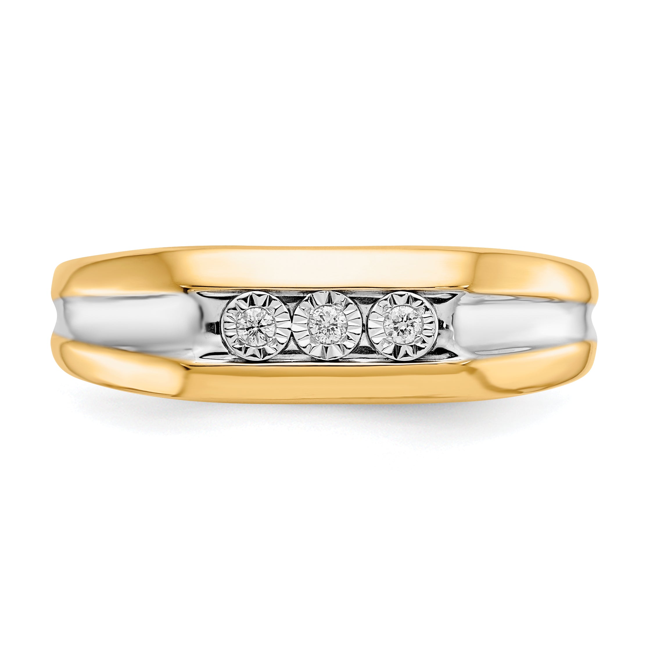 14K Yellow & Rhodium With Diamond Mens Ring