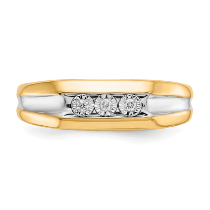 14K Yellow & Rhodium With Diamond Mens Ring