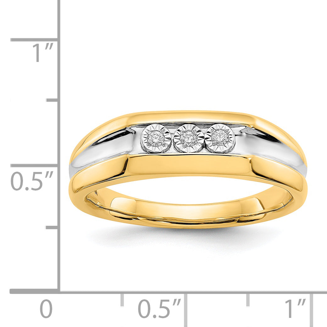 14K Yellow & Rhodium With Diamond Mens Ring