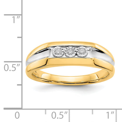 14K Yellow & Rhodium With Diamond Mens Ring