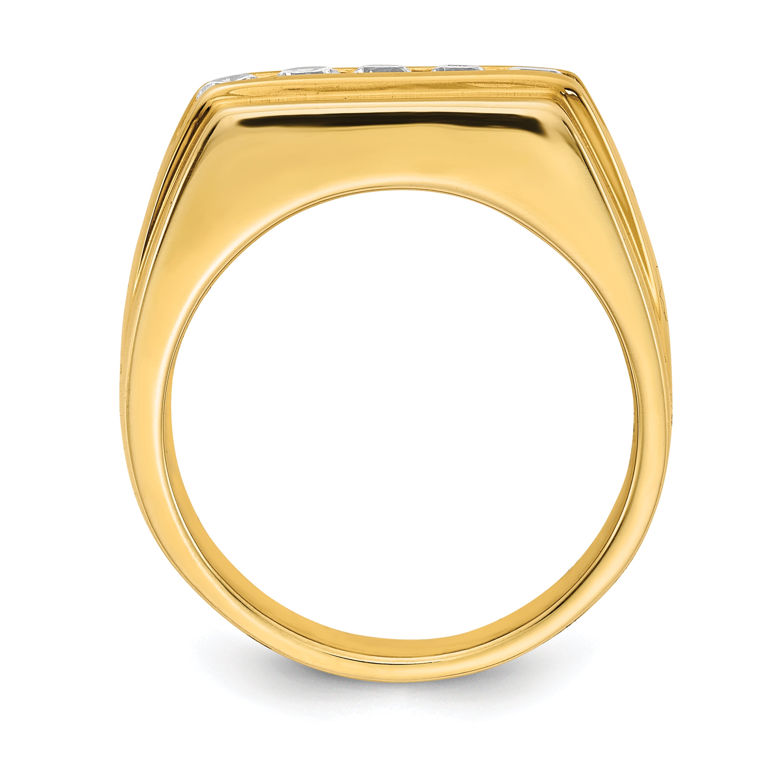 14K Yellow Gold Diamond 5 Stone Mens Ring