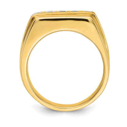 14K Yellow Gold Diamond 5 Stone Mens Ring