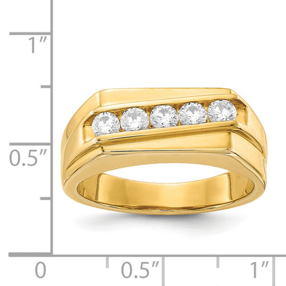 14K Yellow Gold Diamond 5 Stone Mens Ring