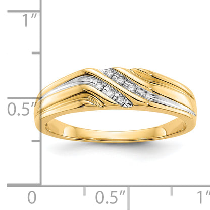 10K Yellow W/Rhodium 10K Diamond Mens Ring