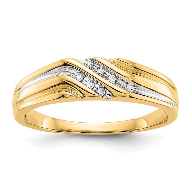 10K Yellow W/Rhodium 10K Diamond Mens Ring