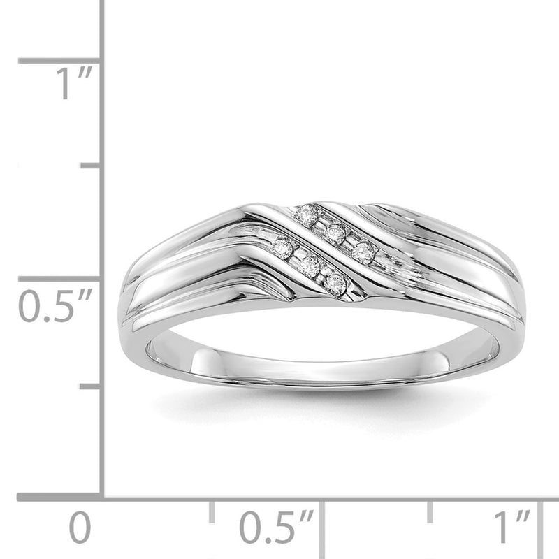 14K White Gold Diamond Mens Ring
