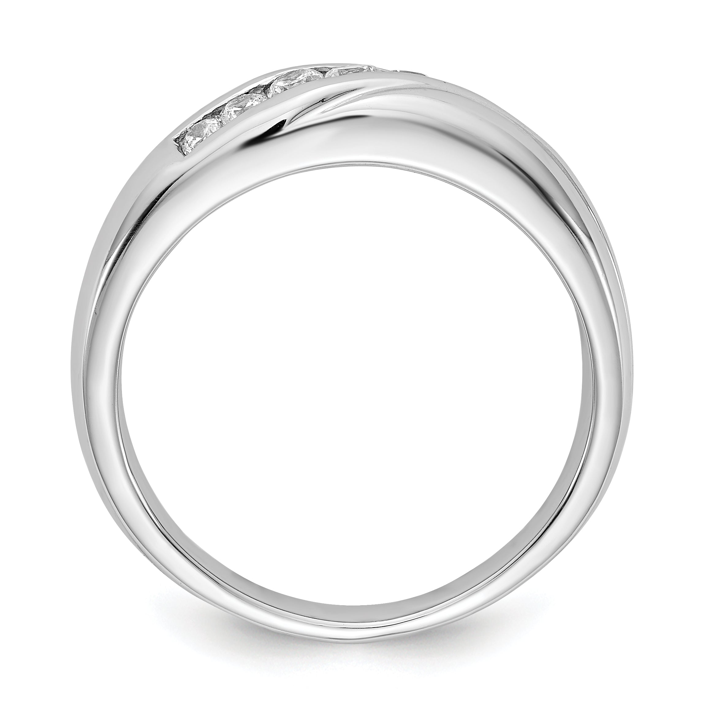 14K White Gold 7 Stone Diamond Mens Ring