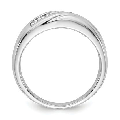 14K White Gold 7 Stone Diamond Mens Ring