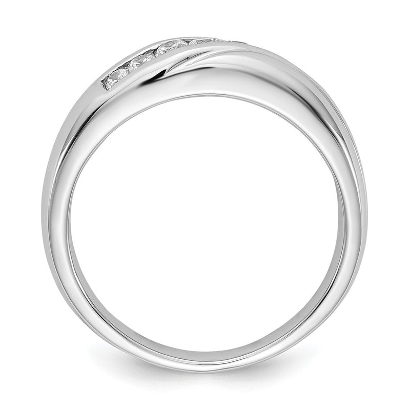 14K White Gold 7 Stone Diamond Mens Ring