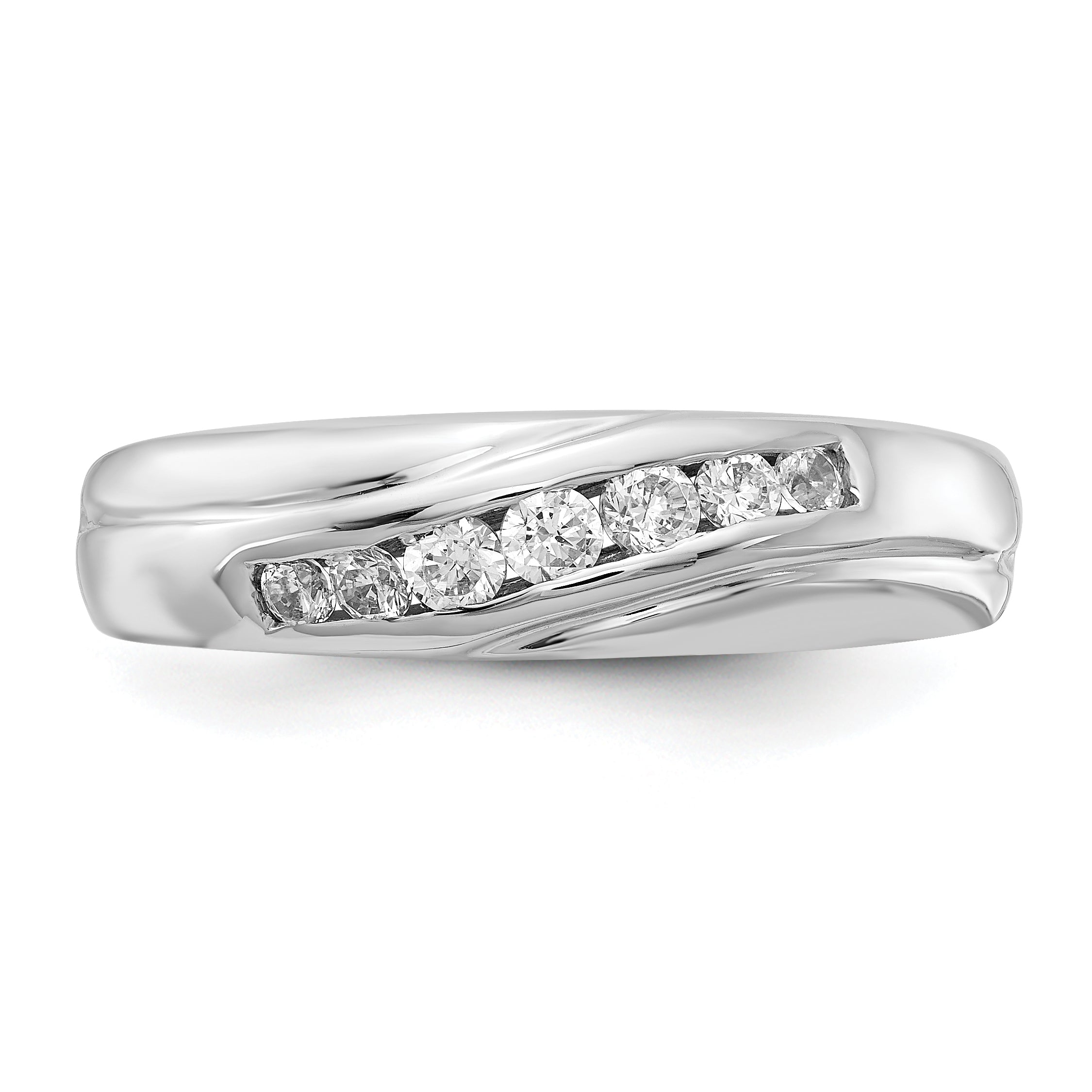 14K White Gold 7 Stone Diamond Mens Ring