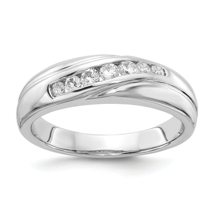 14K White Gold 7 Stone Diamond Mens Ring