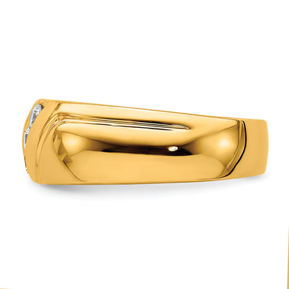 14K Yellow Gold Diamond 3 Stone Mens Ring