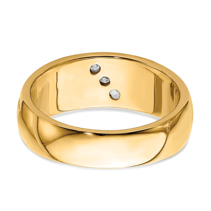 14K Yellow Gold Diamond 3 Stone Mens Ring