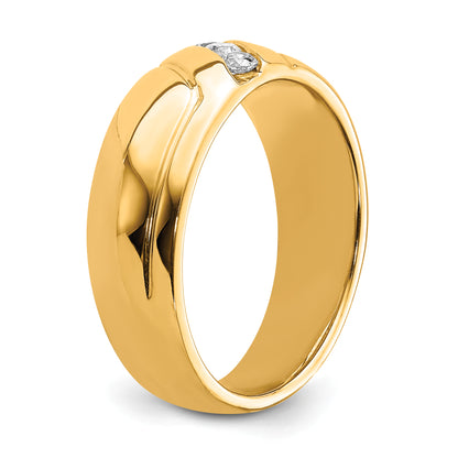 14K Yellow Gold Diamond 3 Stone Mens Ring