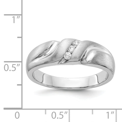 14K White Gold Diamond Mens Ring