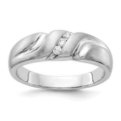 14K White Gold Diamond Mens Ring