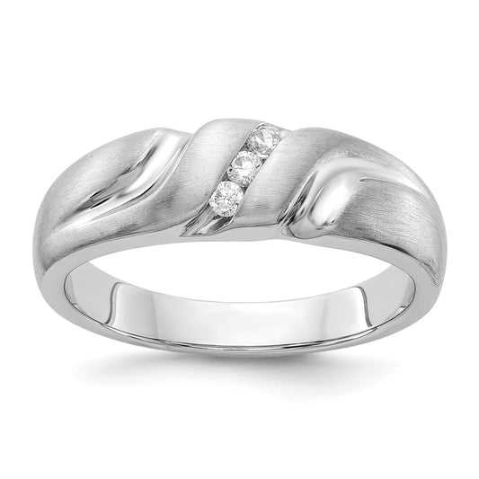 14K White Gold Diamond Mens Ring