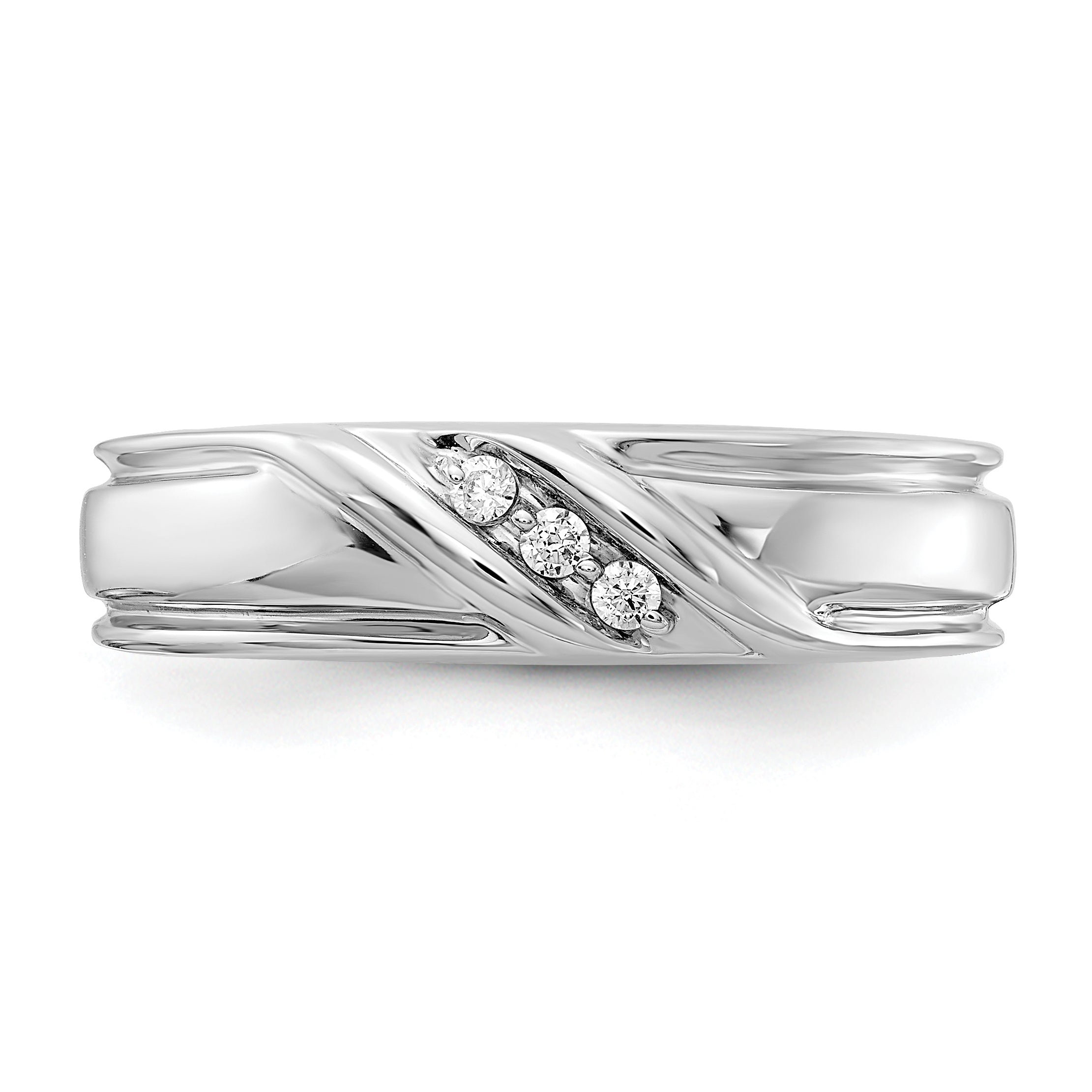 14K White Gold Diamond Mens Ring