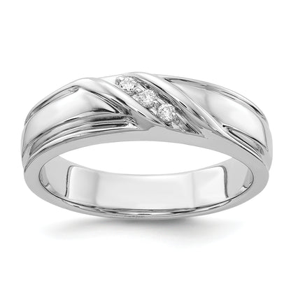 14K White Gold Diamond Mens Ring