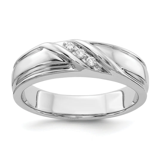 14K White Gold Diamond Mens Ring