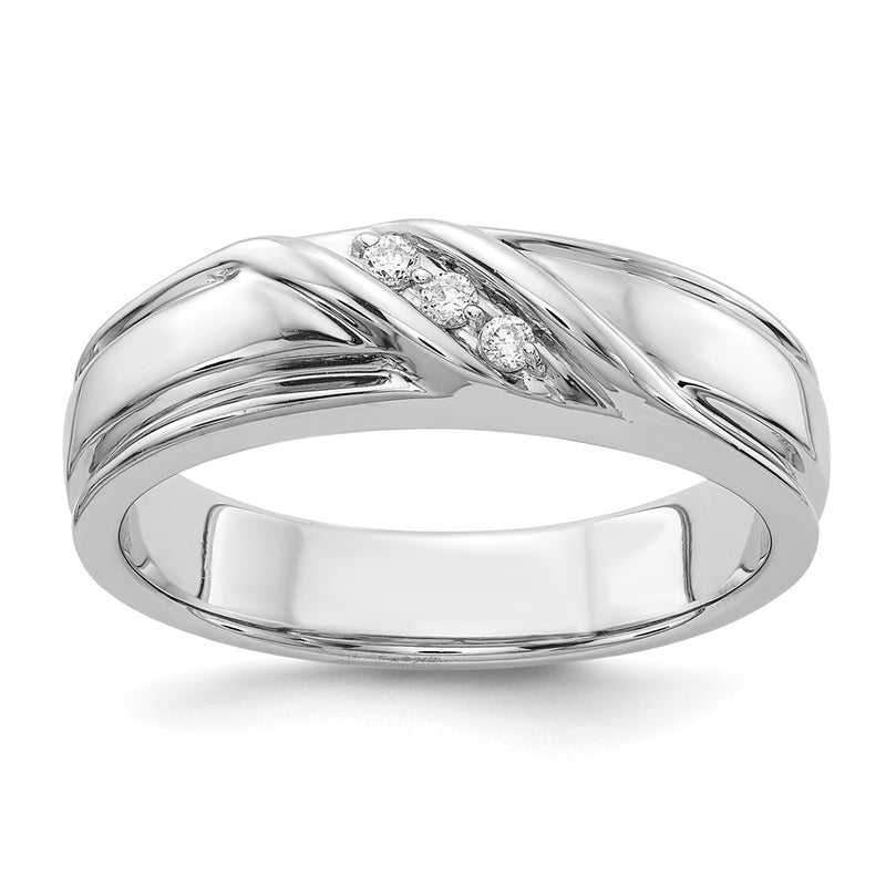 14K White Gold Diamond Mens Ring