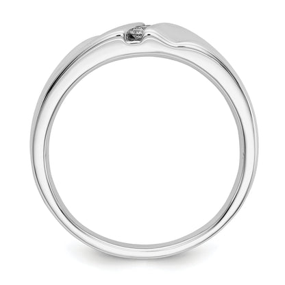 14K White Gold Diamond Mens Ring