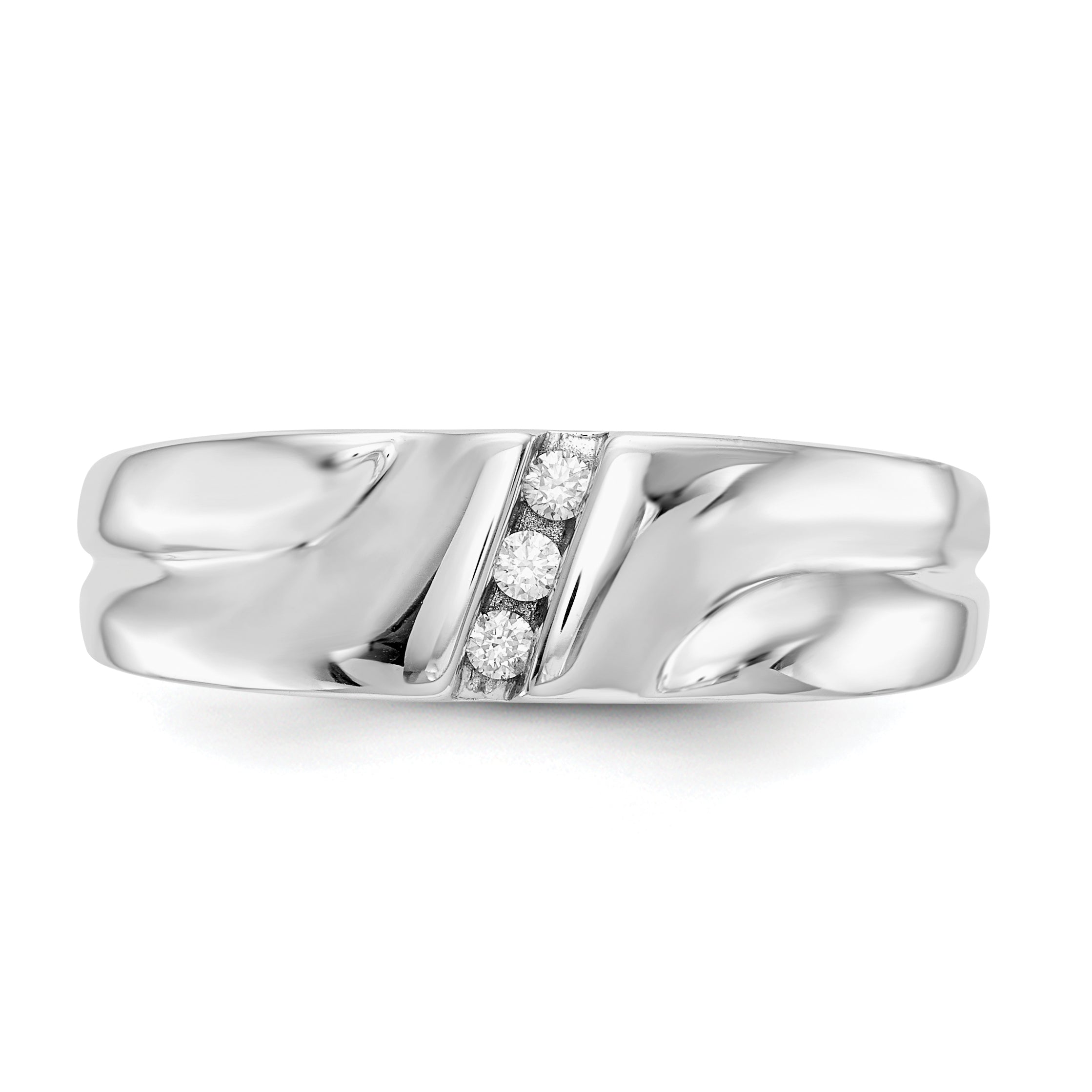 14K White Gold Diamond Mens Ring
