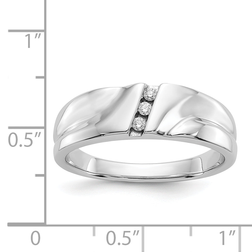 14K White Gold Diamond Mens Ring
