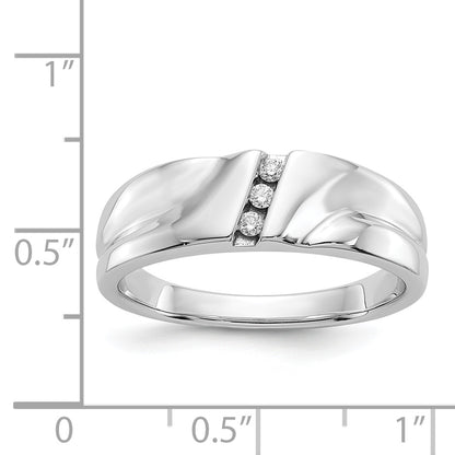 14K White Gold Diamond Mens Ring