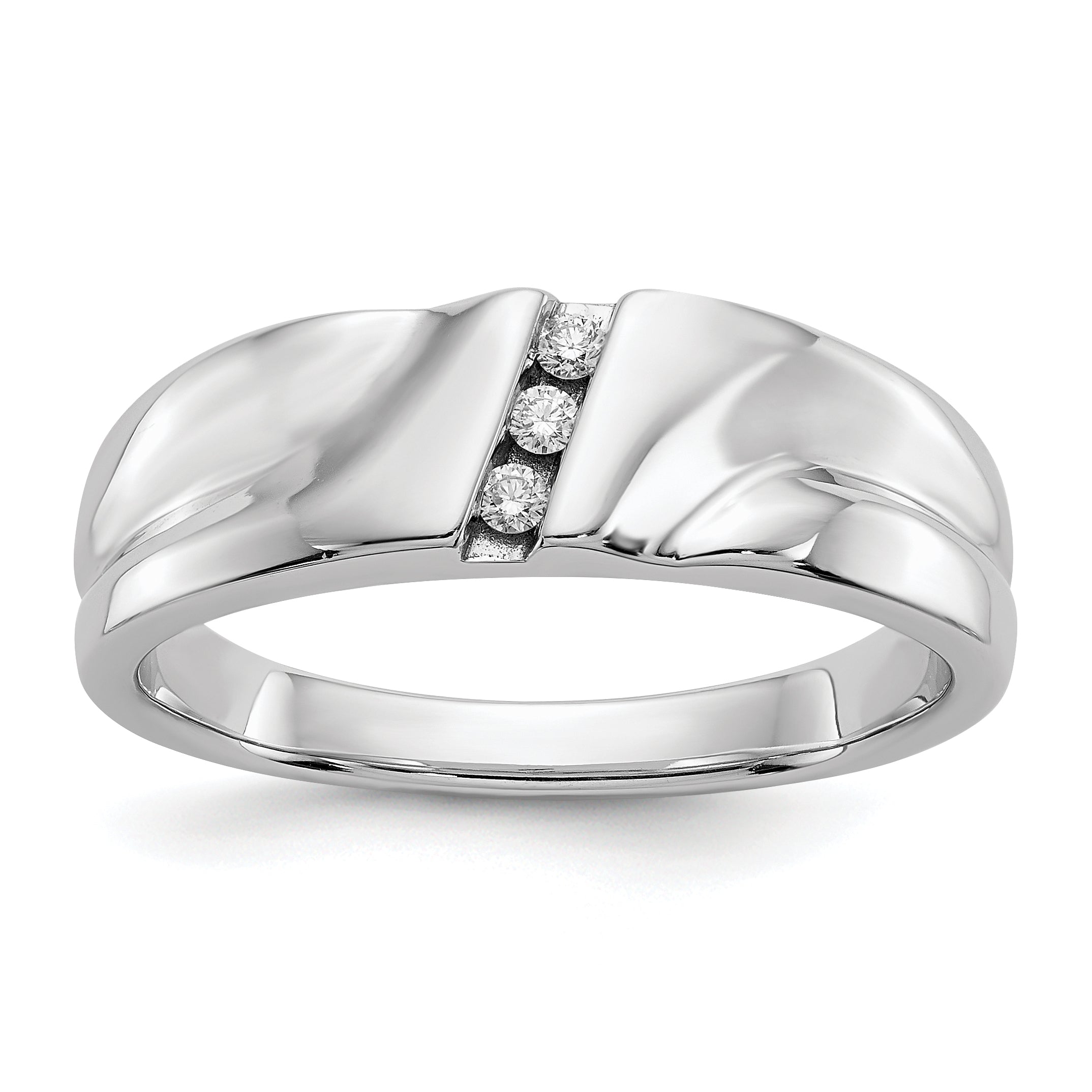 14K White Gold Diamond Mens Ring