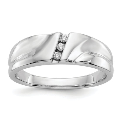 14K White Gold Diamond Mens Ring