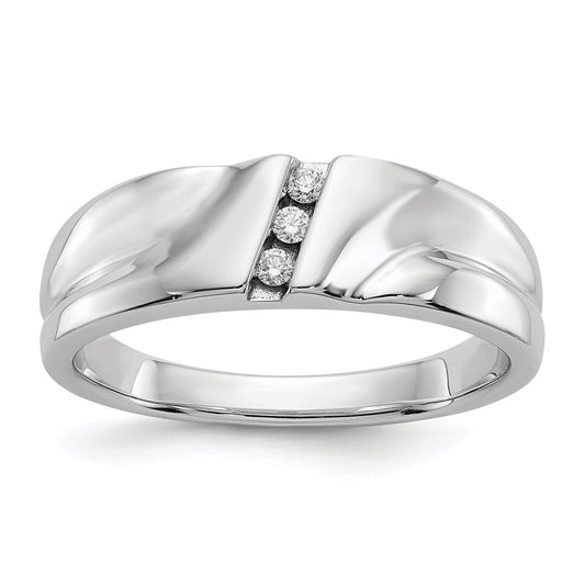 14K White Gold Diamond Mens Ring