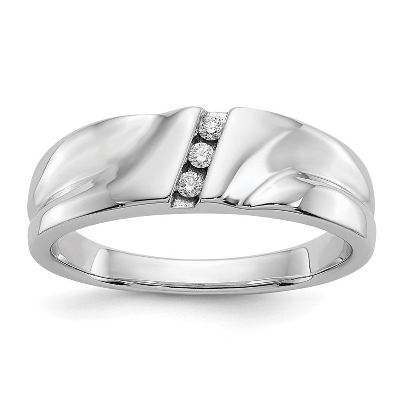 14K White Gold Diamond Mens Ring