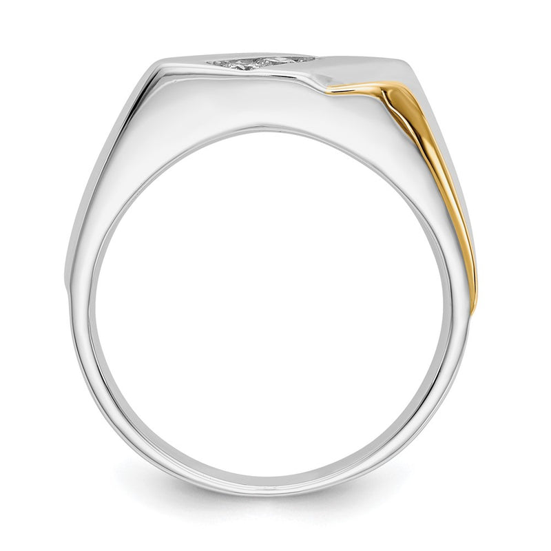 14K Two Tone Gold Diamond Mens Ring