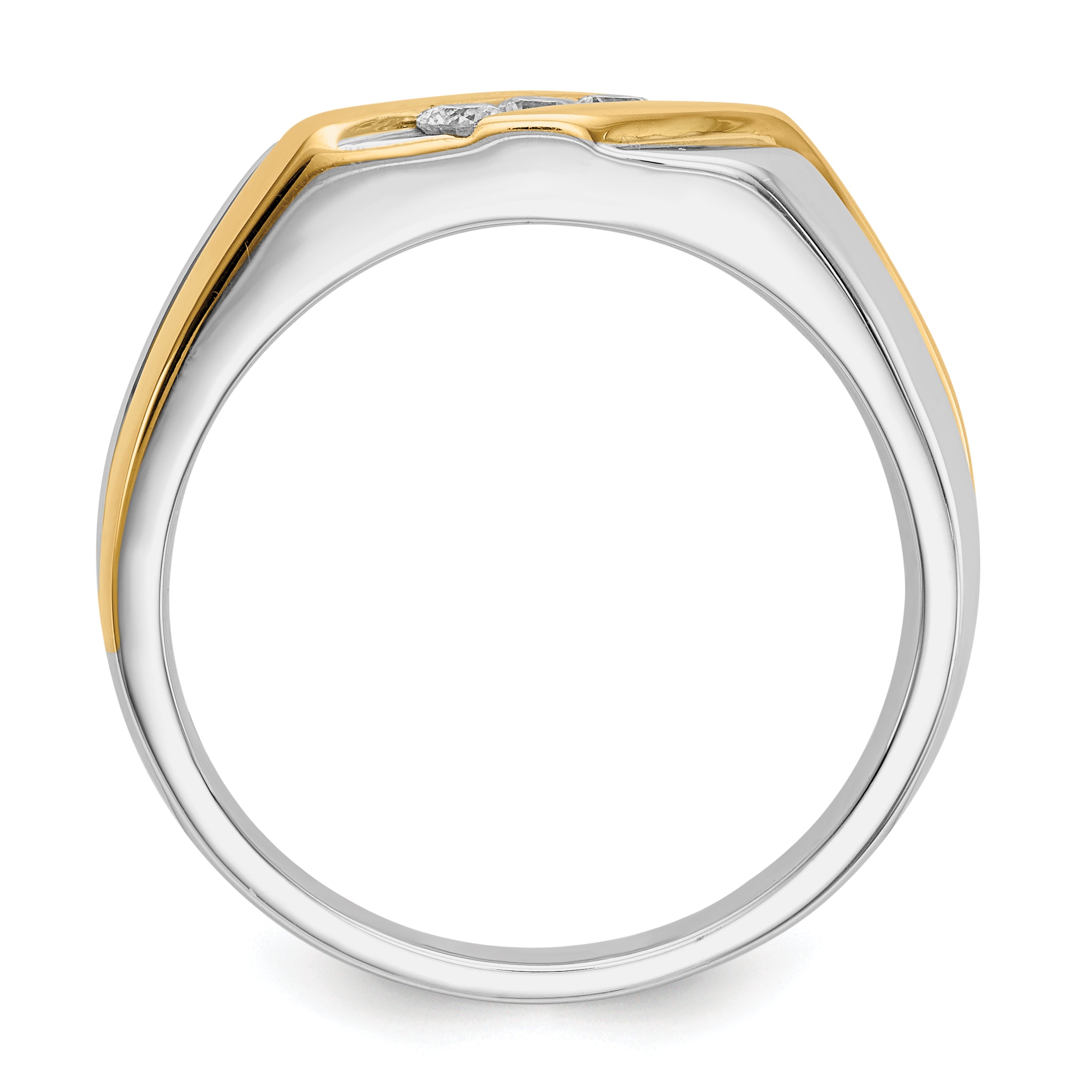 14K Two Tone Gold Diamond Mens Ring