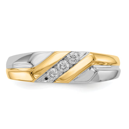14K Two Tone Gold Diamond Mens Ring
