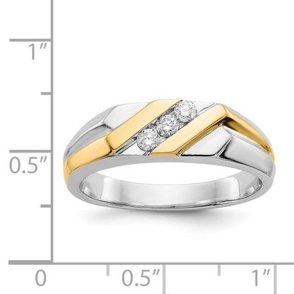 14K Two Tone Gold Diamond Mens Ring
