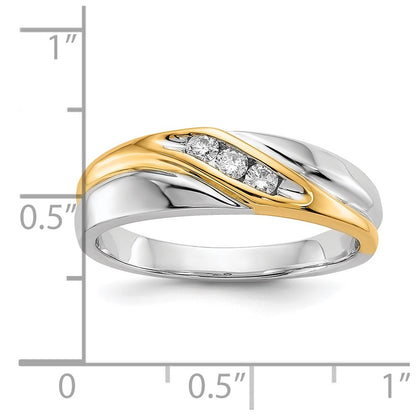 10K Two-Tone 10K Diamond Mens Ring