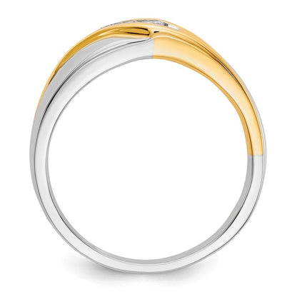 14K Two Tone Diamond Mens Ring
