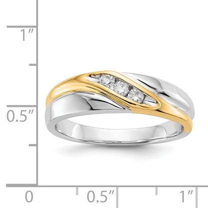 14K Two Tone Diamond Mens Ring