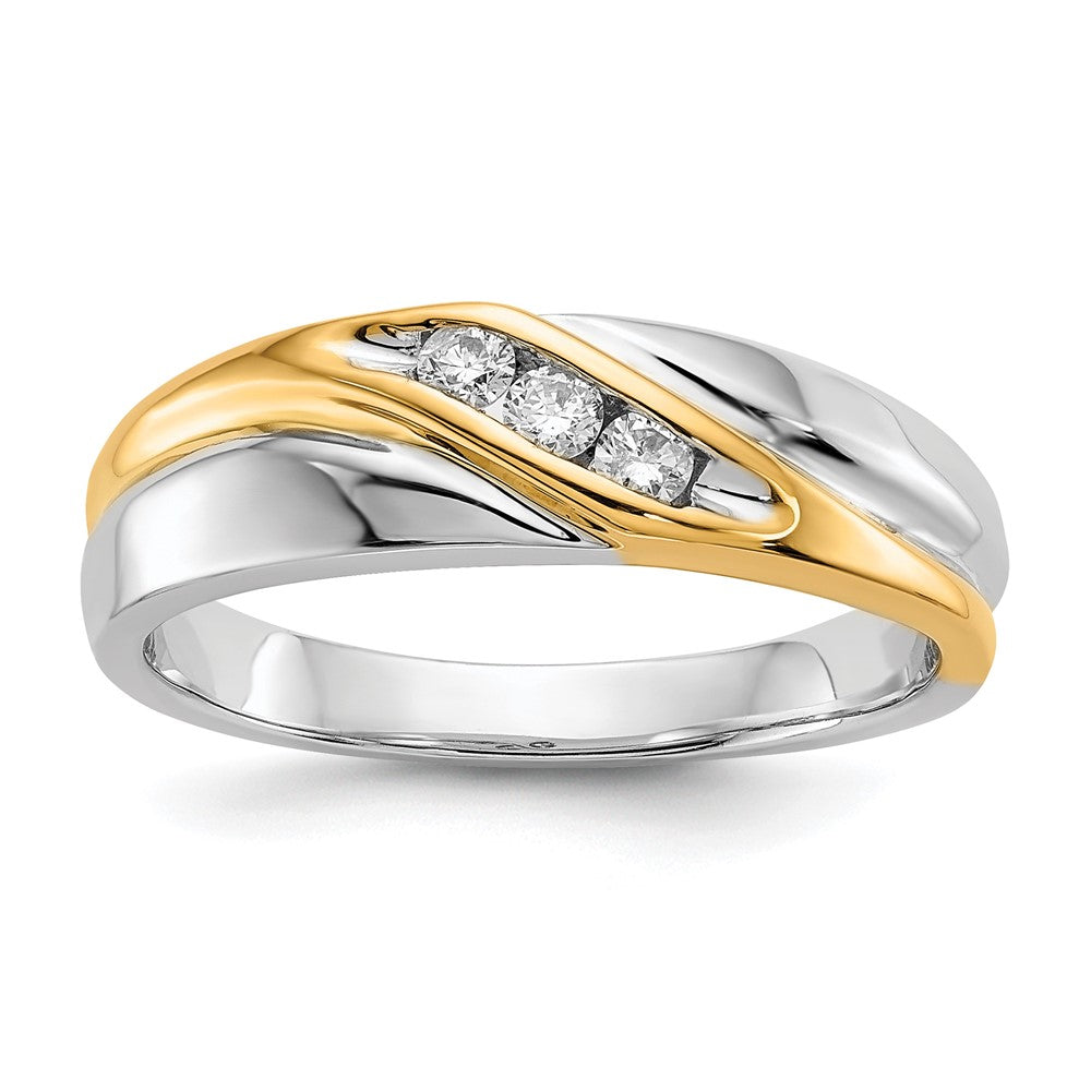 14K Two Tone Diamond Mens Ring