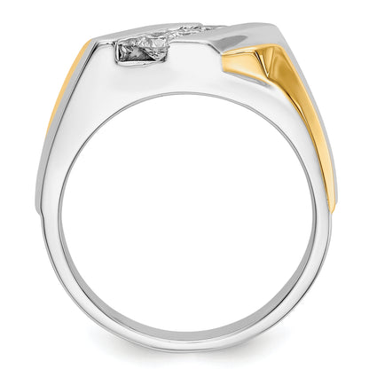 14K Two Tone Gold Diamond Mens Ring